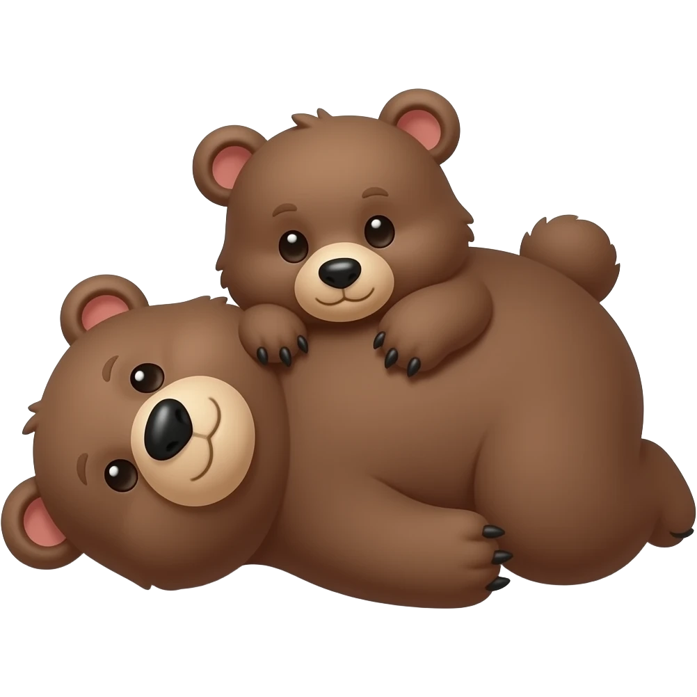 Big Bear laying on little bear emoji