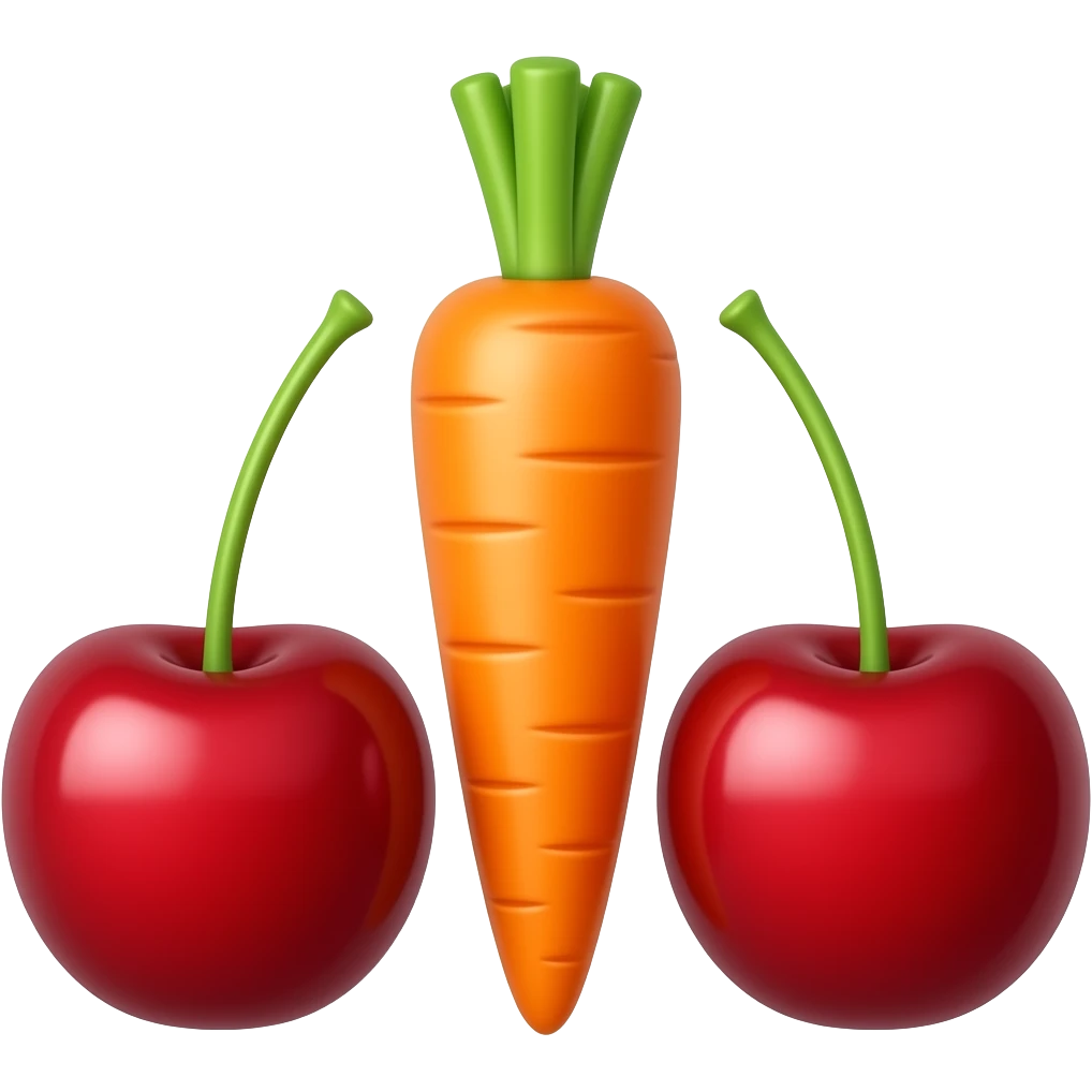 carrot between cherry berries emoji