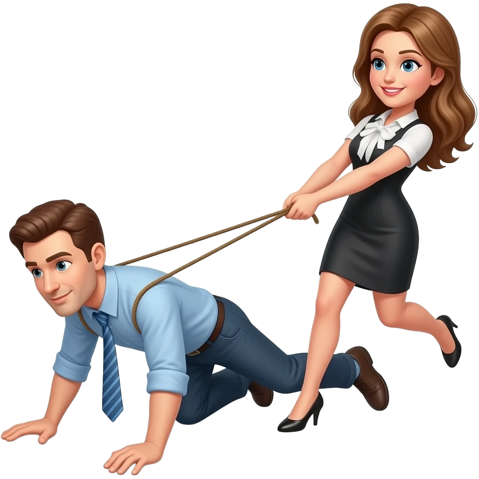 A woman dragging a man on the floor behind them emoji