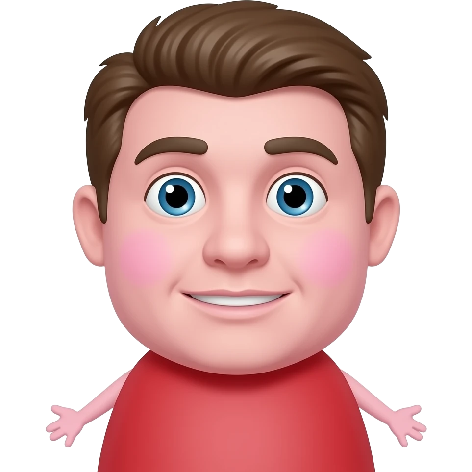 emoji de peppa pig con cabello de hombre y mandibula marcada emoji