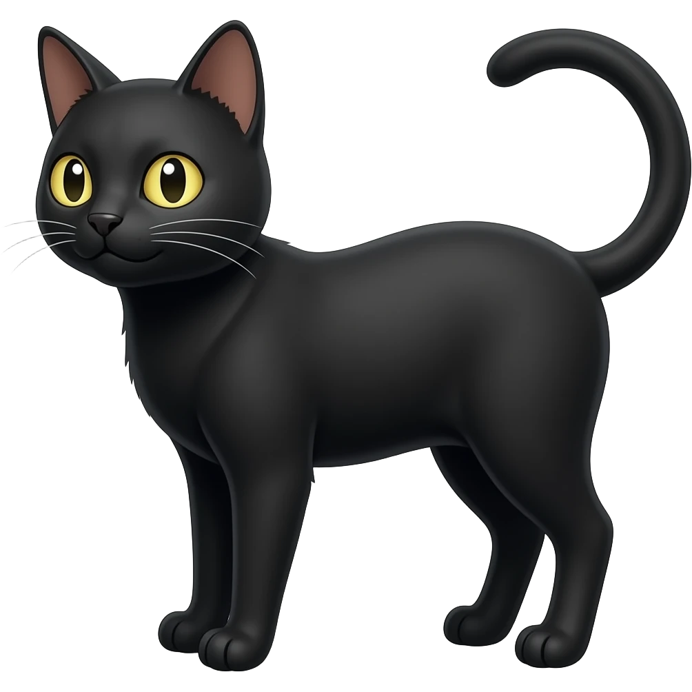 black cat no eyes, no tail, no ears emoji