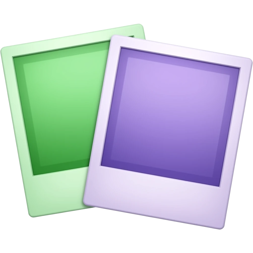 green purple  Polaroid photos soft paster colour emoji