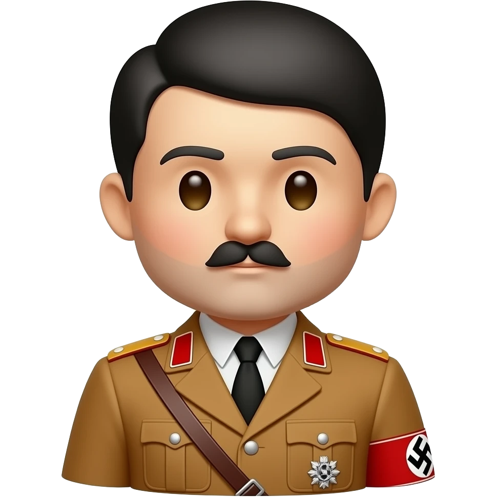 Hitler emoji wearing brown nazi uniform with short mustache emoji
