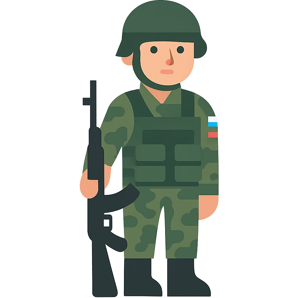 flat design style Russian soldier emoji