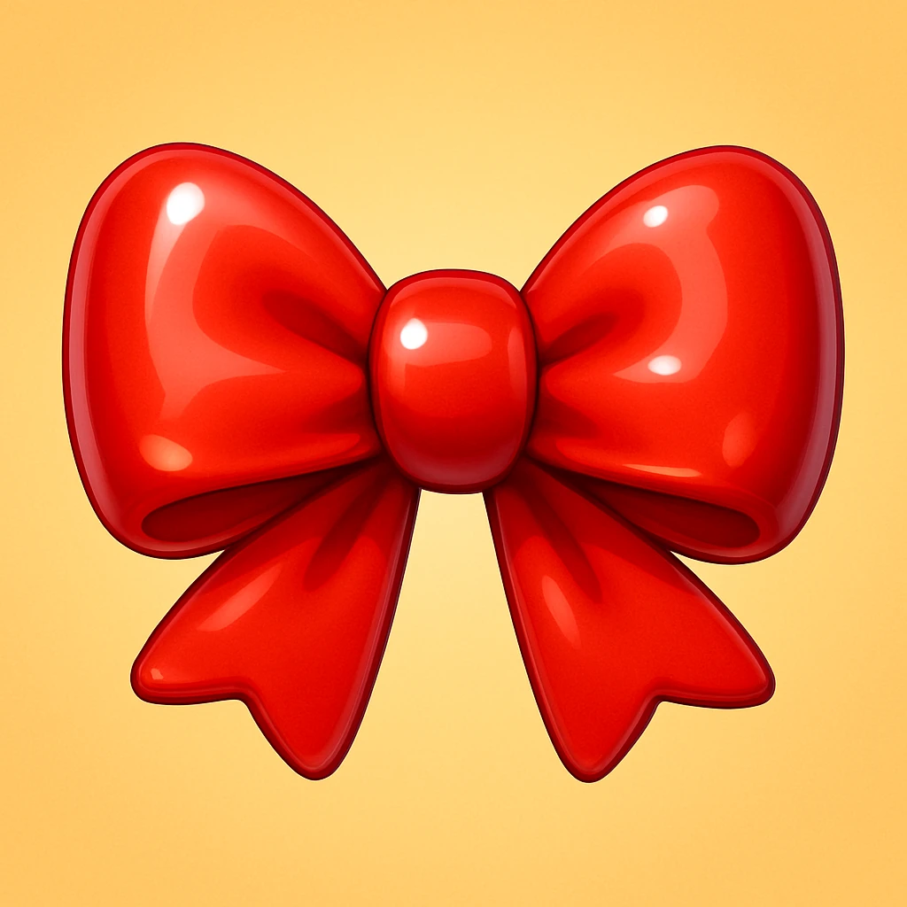 red bow emoji, cute and shiny emoji
