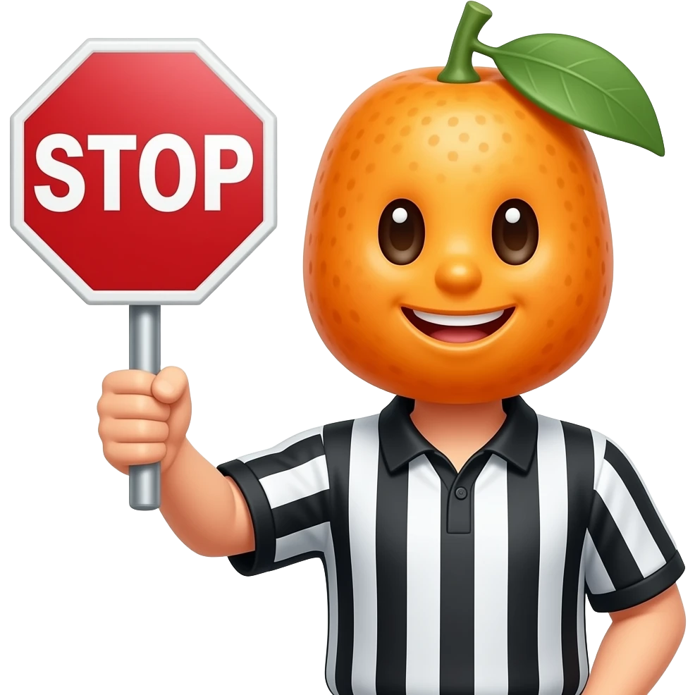 Referee kumquat holding stop sign emoji