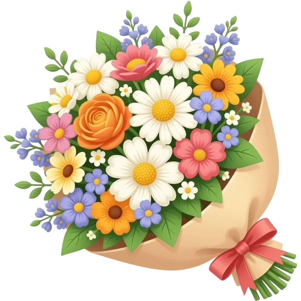 bouquet of flowes playrix style chubby and bulky on isometric perspective emoji