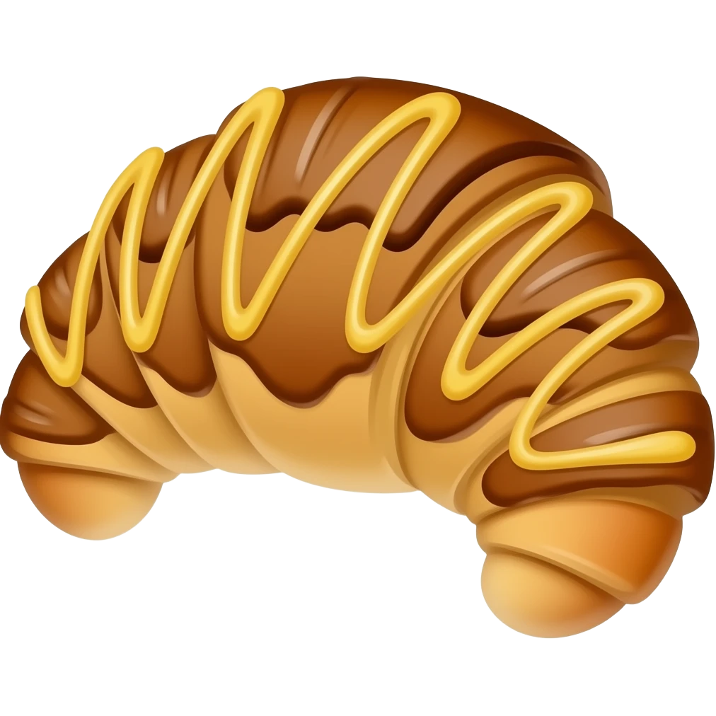 Croissant with drizzled Yellow icing and chocolate icing emoji