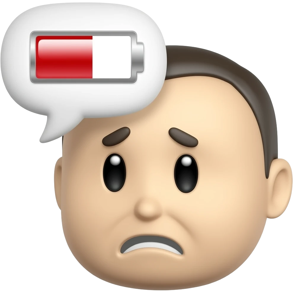 ev with chat bubble that inside has a LOW red battery icon an anxiety emoji emoji