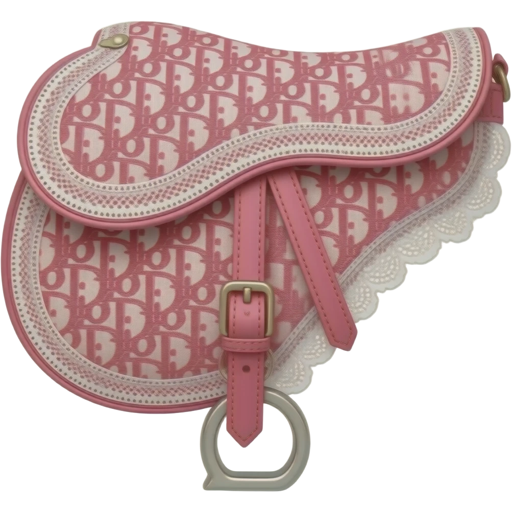 Pink Dior Oblique Embroidery and White Lace saddle bag emoji