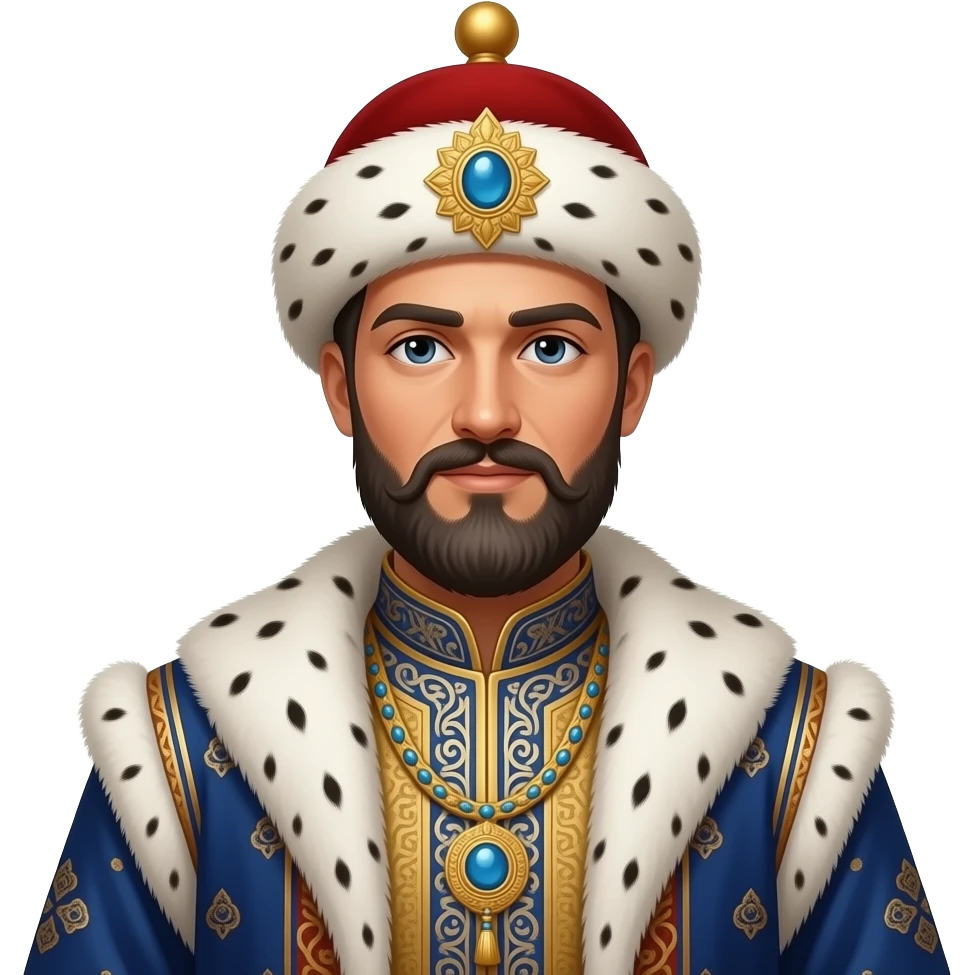 traditional Persian king , historically accurate outfit, no ermine emoji