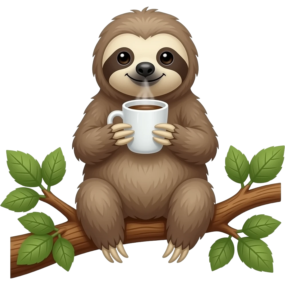 sloth tree drink coffee emoji