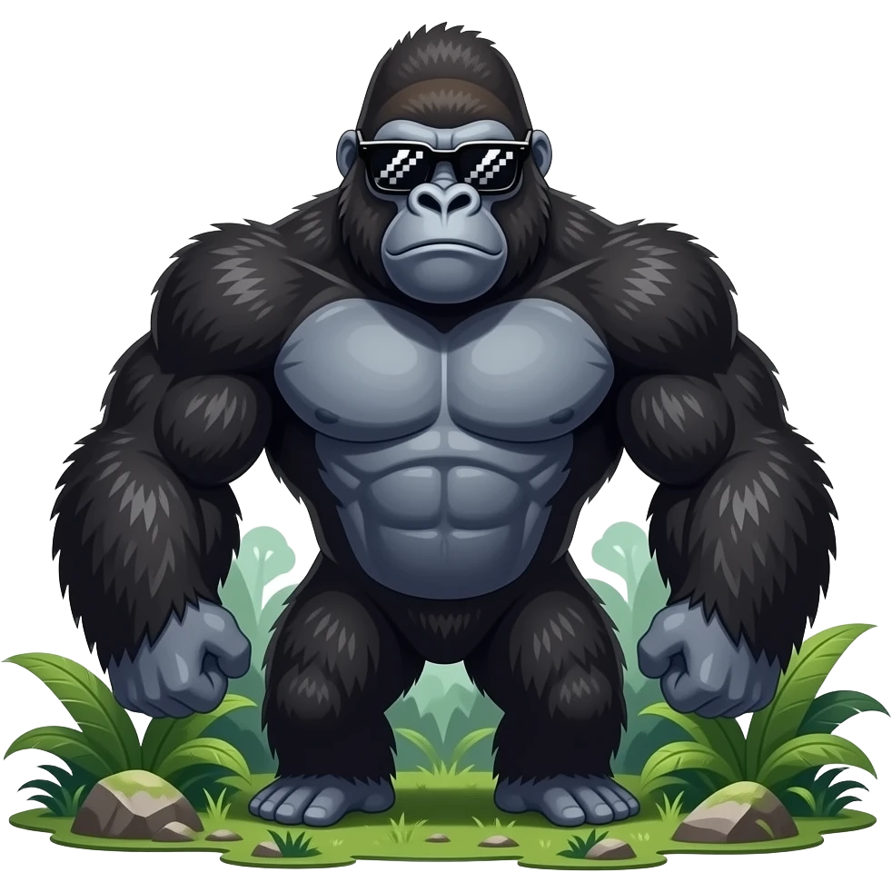 Mega gorilla tag gorilla with pixelated black lenses sunglasses emoji