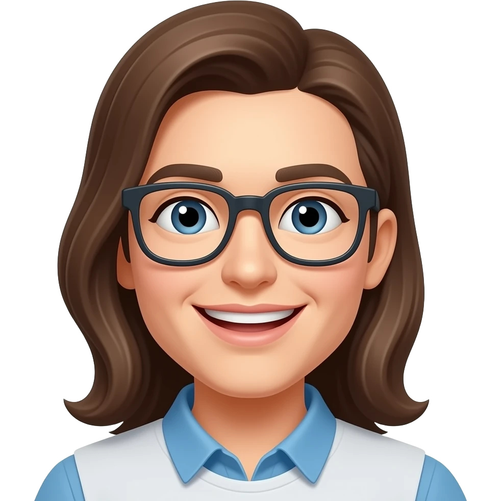 Someone smiling with glasses emoji