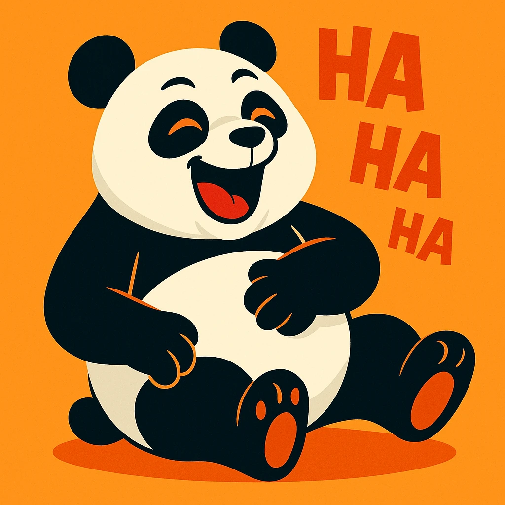 animated panda laughing, vibrant toon style emoji