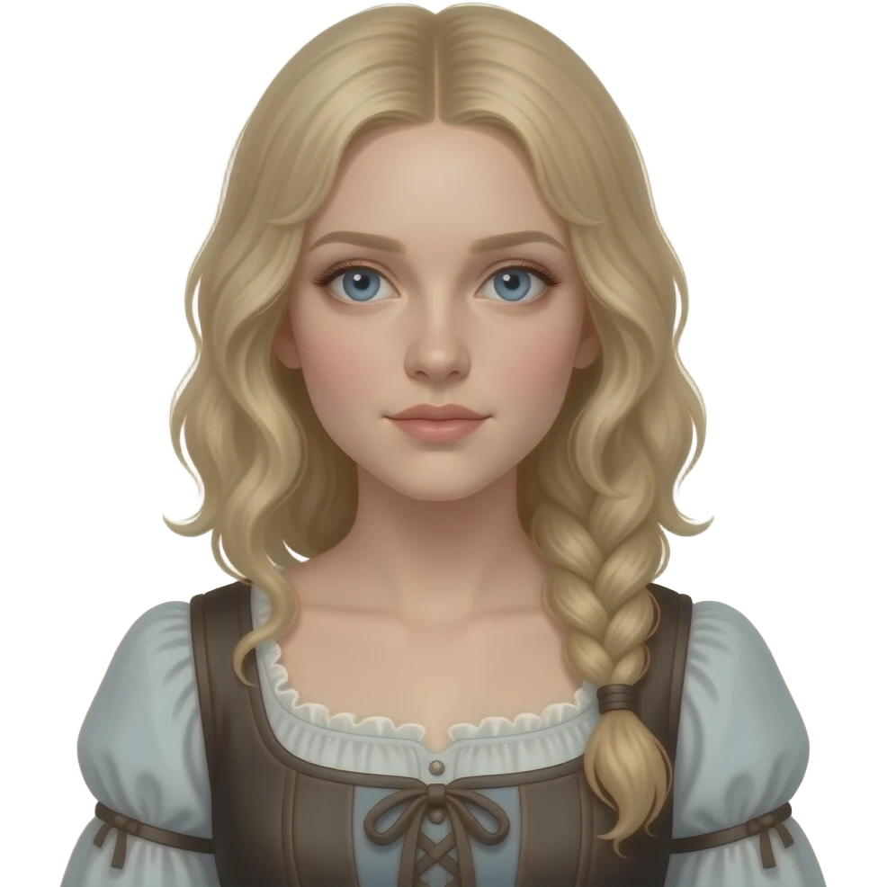 kobieta blondynka piękna młoda jasna karnacja niebieskie oczy, szczupła, biedna XIX wiwk emoji