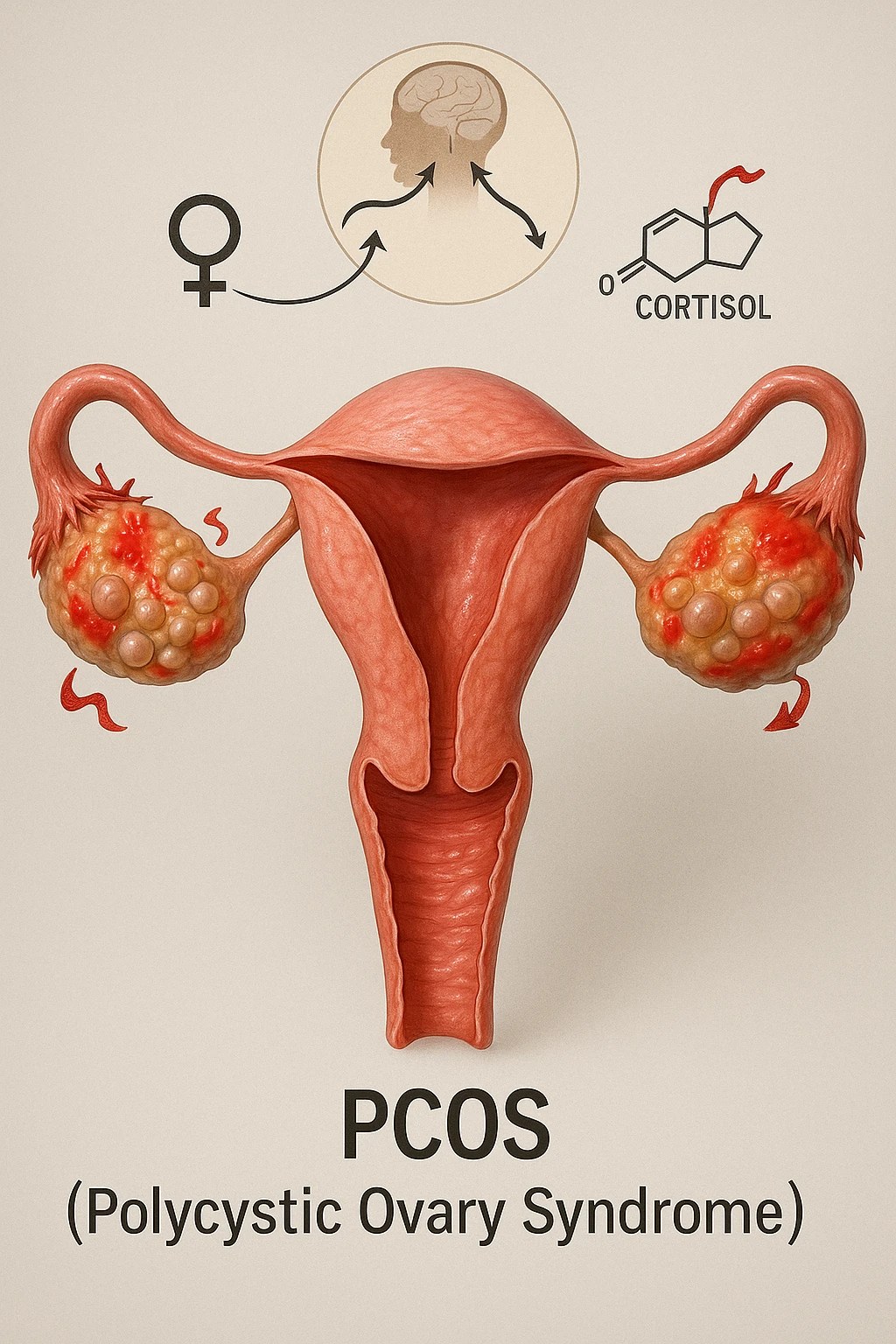 pcos con problema ormonale e infiammatorio SU DONNA in 3d emoji
