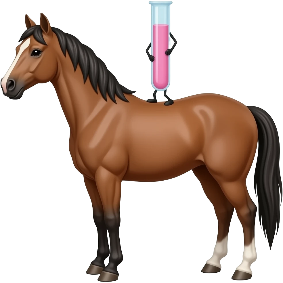 Test tube with legs on a horse emoji
