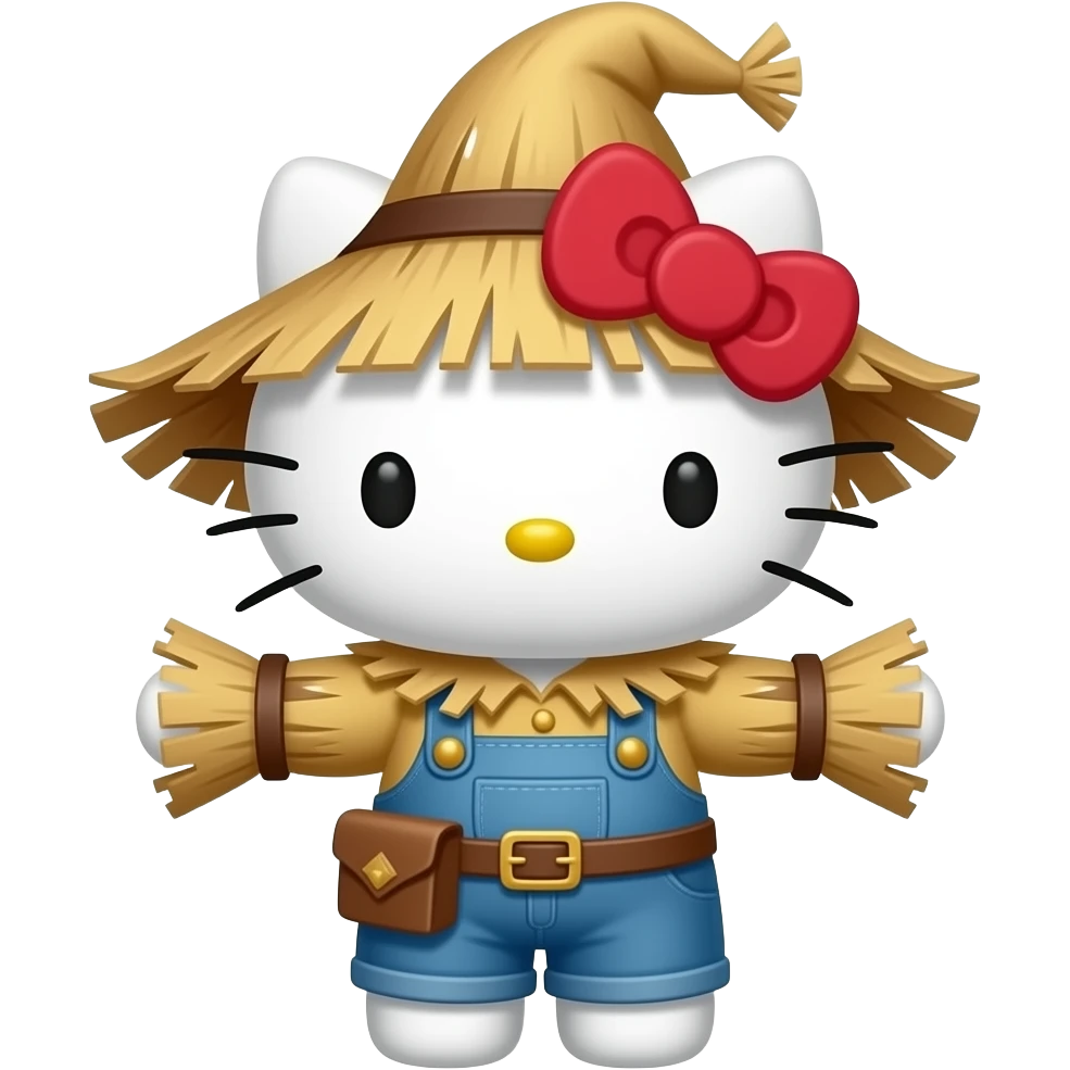 hello kitty disfrazado del espantapájaros de el mago de Oz emoji
