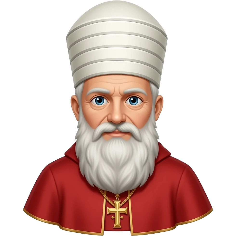 Pope Leo XIV with no beard and tall white pope hat emoji