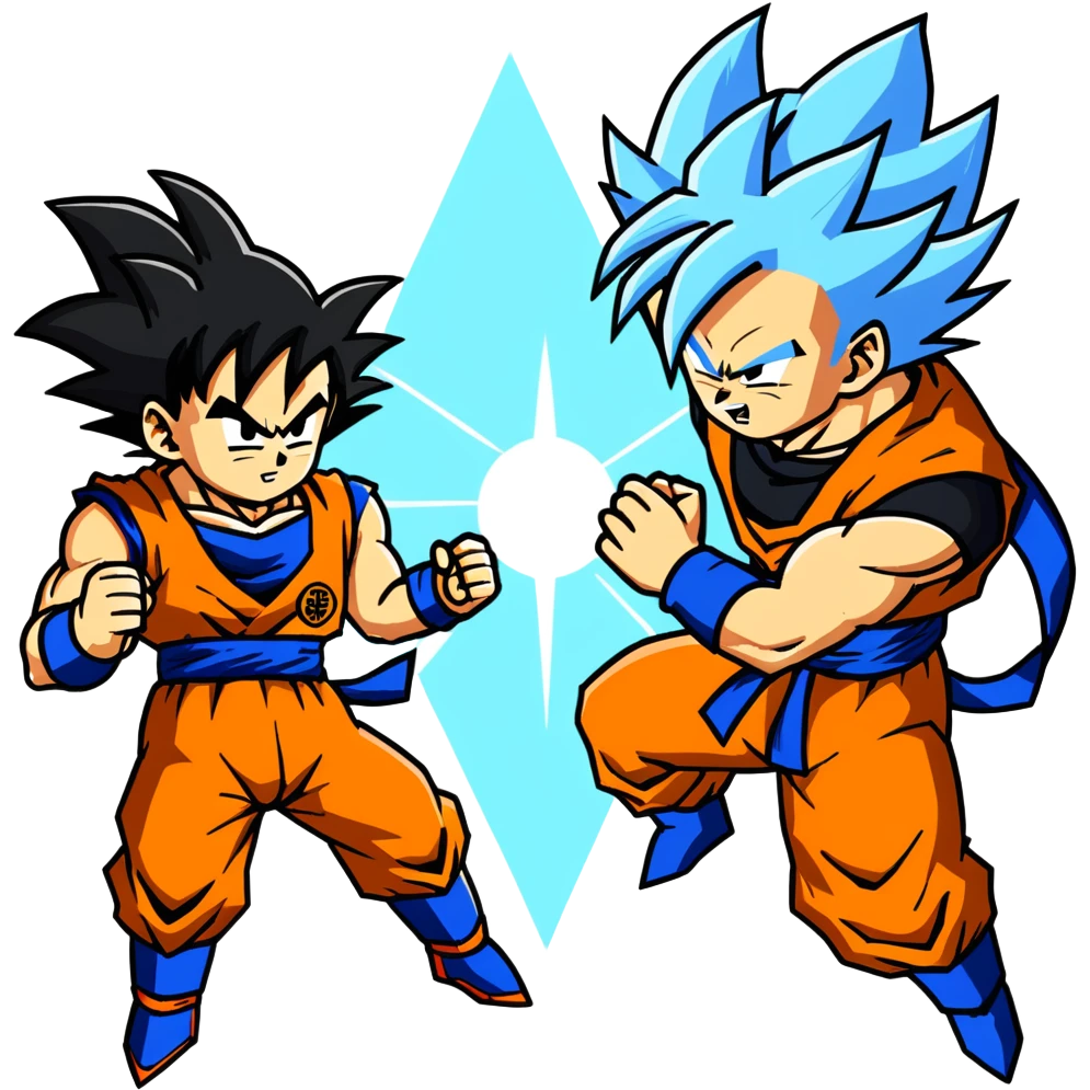 Goku and Vegeta super saiyan God fighting each other  emoji