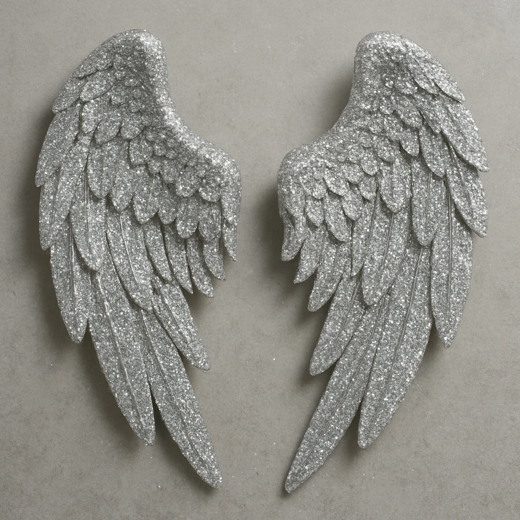 Silver glitter wings emoji
