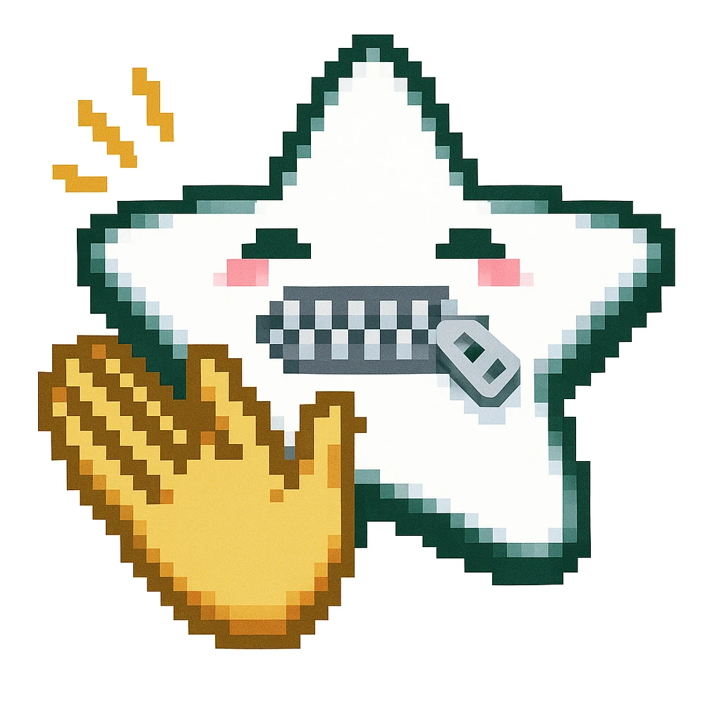 A 100 x 100 pixel emoji representing applause, with a star-shaped mouth that includes a zipper, based on the attached image. The star should be creatively shaped to convey the action of clapping. The emoji should be in the same style as the reference image. emoji