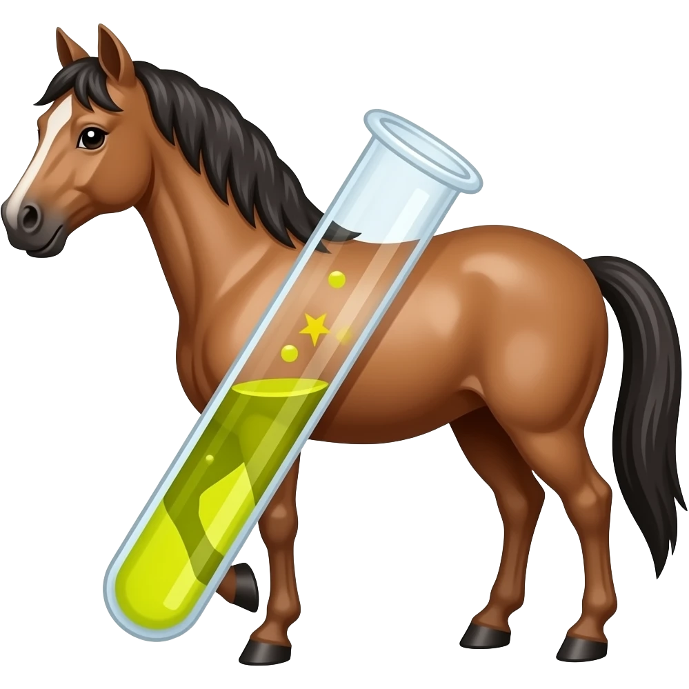 Test tube with legs on a horse emoji