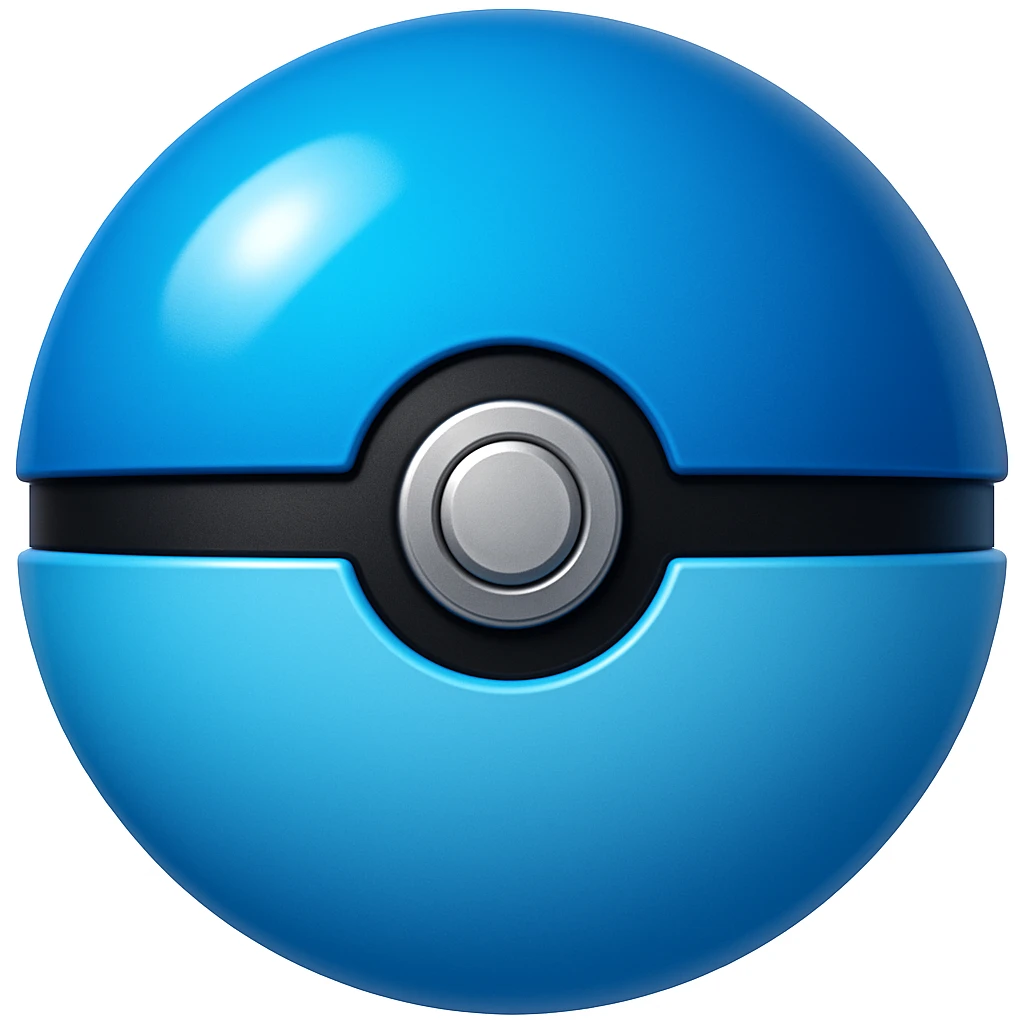 blue pokeball emoji with a black stripe and highlights like in the second reference image. Make the blue more vibrant. emoji
