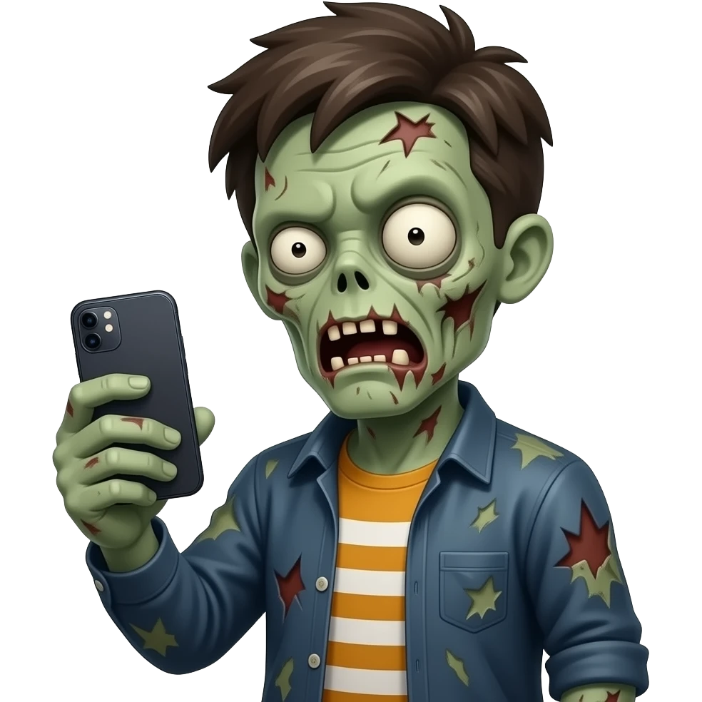 Zombie with iphone emoji