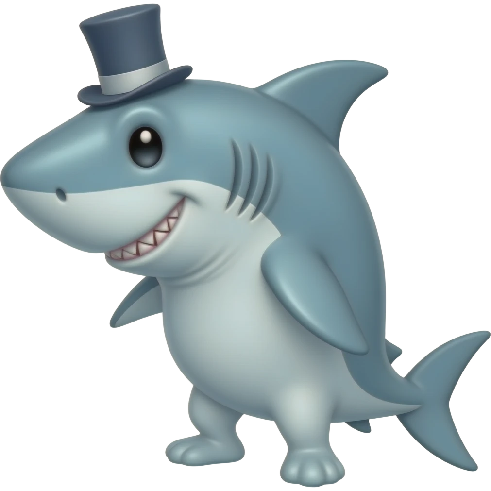 Shark with a top hat emoji