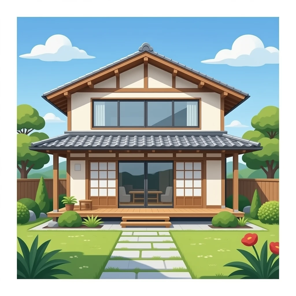Front facing modern japan house emoji