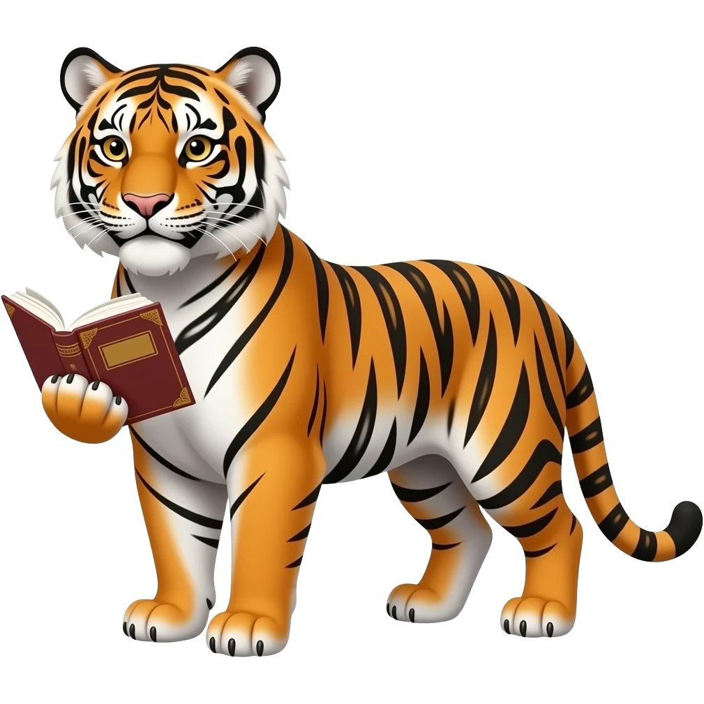 student tiger with book emoji