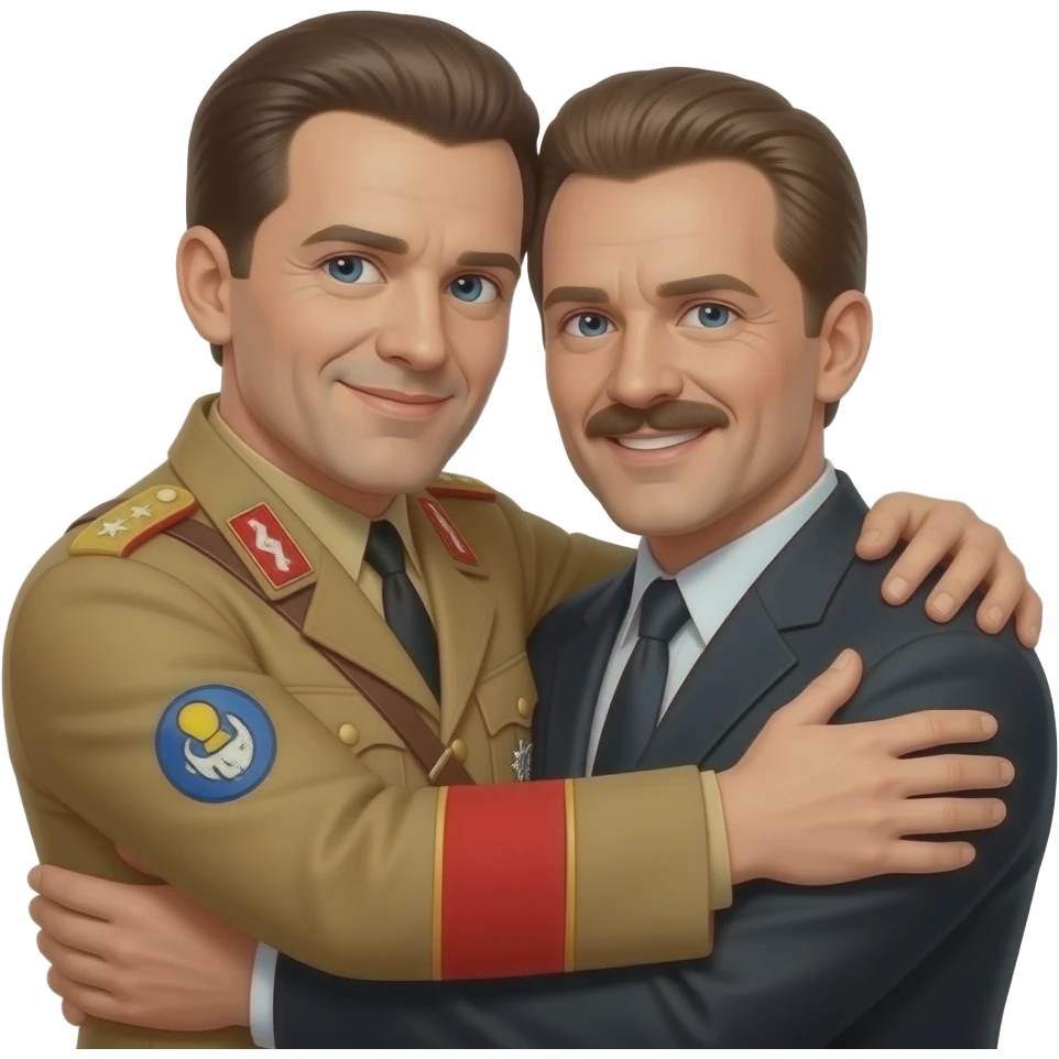 Hitler in heaven hugging chuck norris emoji