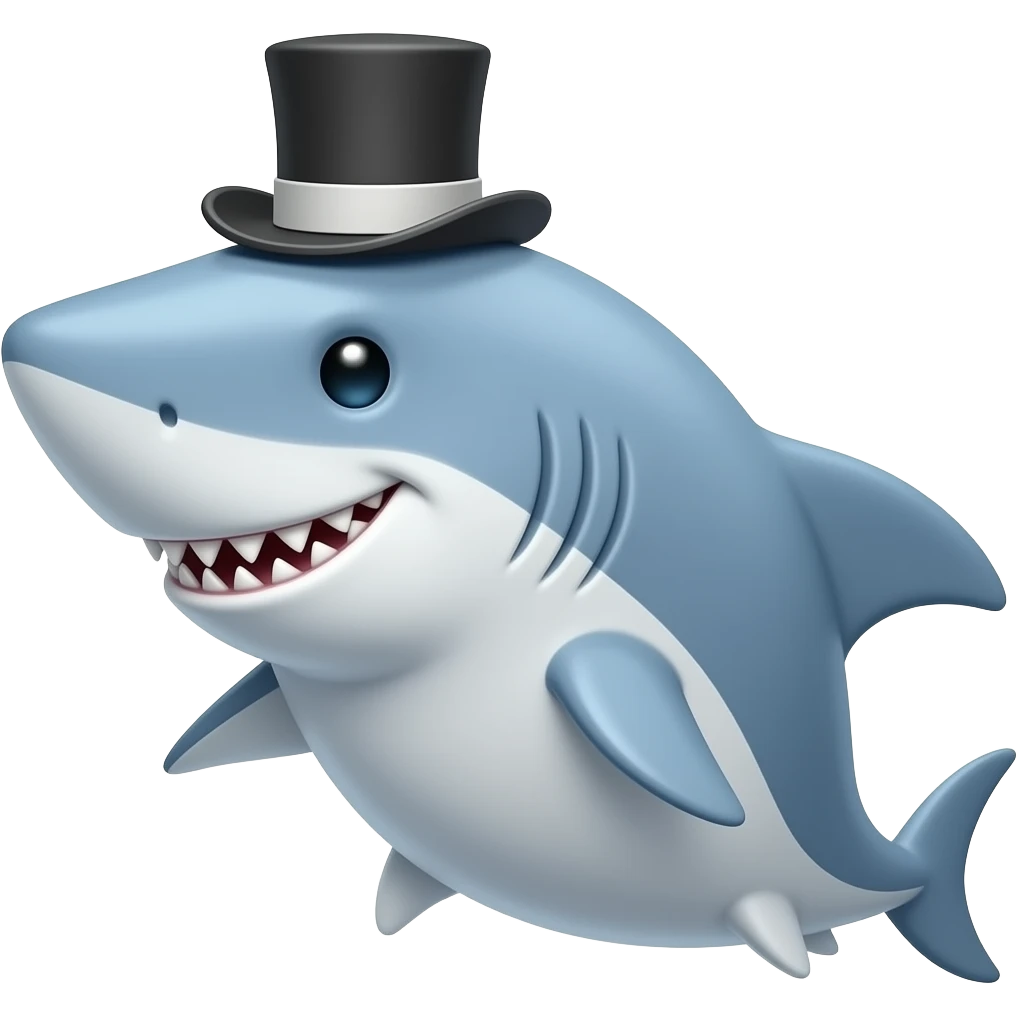 Shark with a top hat emoji
