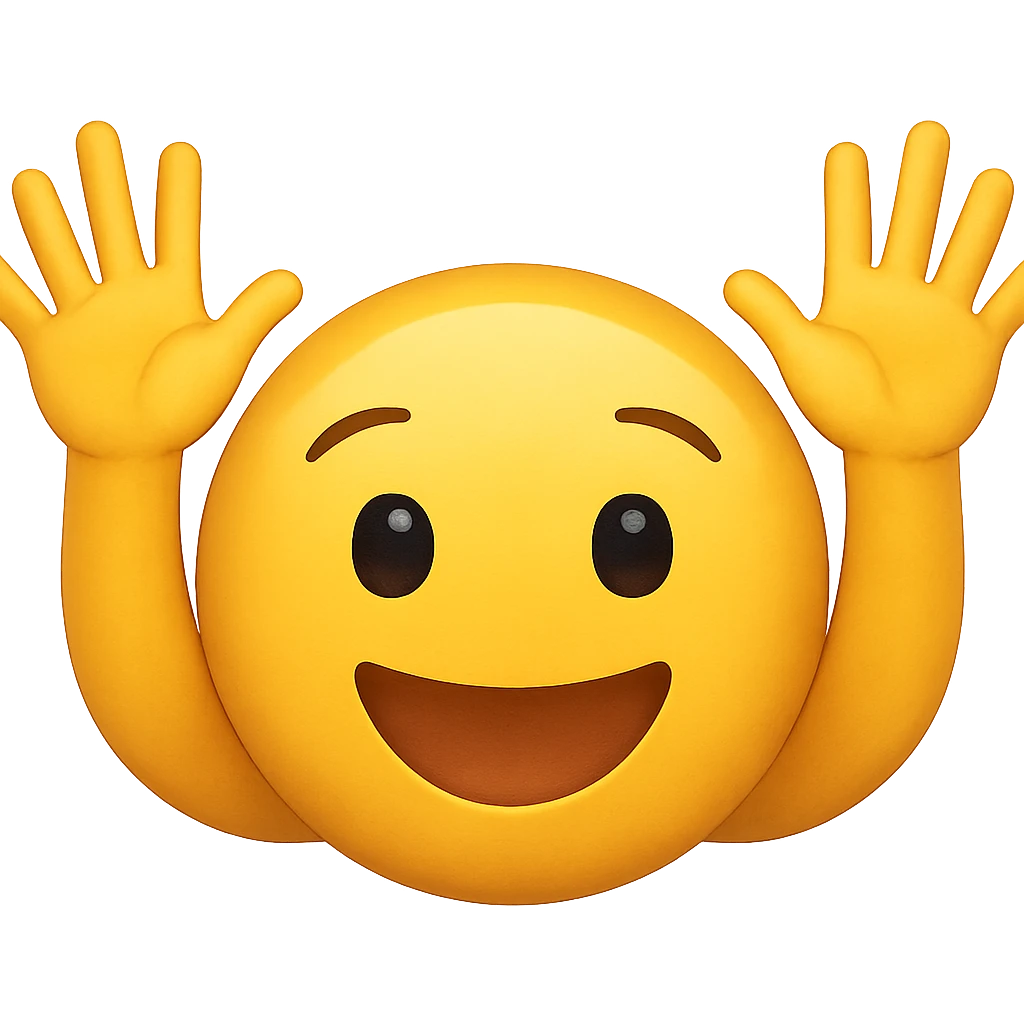face with raised hands emoji, digital illustration, no background emoji