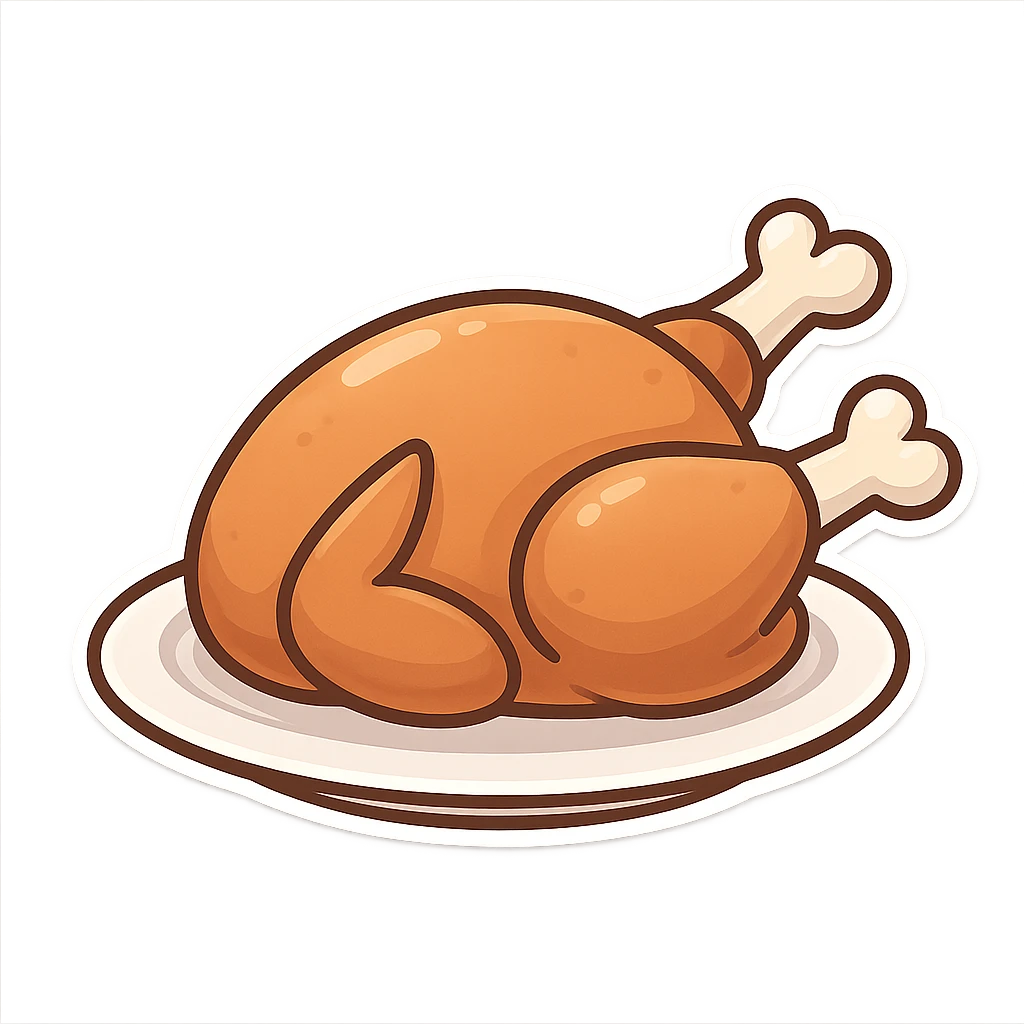 一个感恩节的火鸡在一个白色圆盘子中 emoji