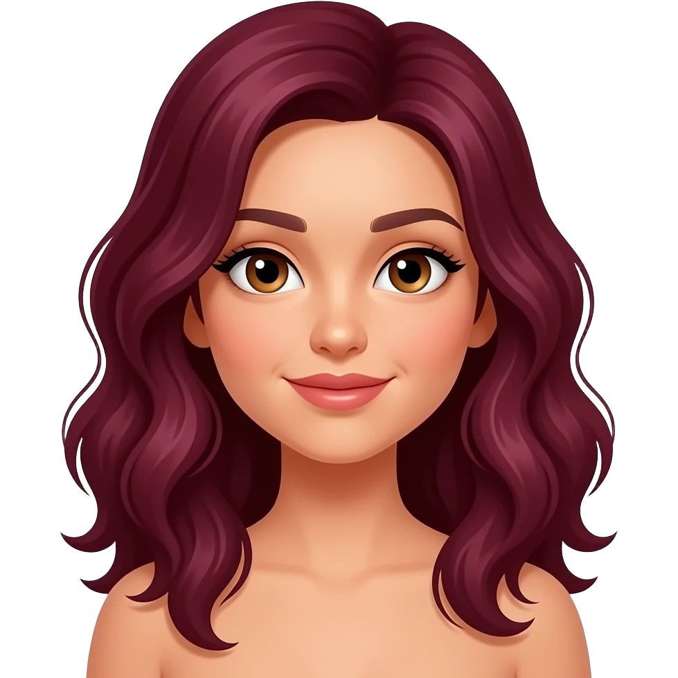 A girl with a wheatish complexion and wavy maroon hairAnd make it a feminine position emoji