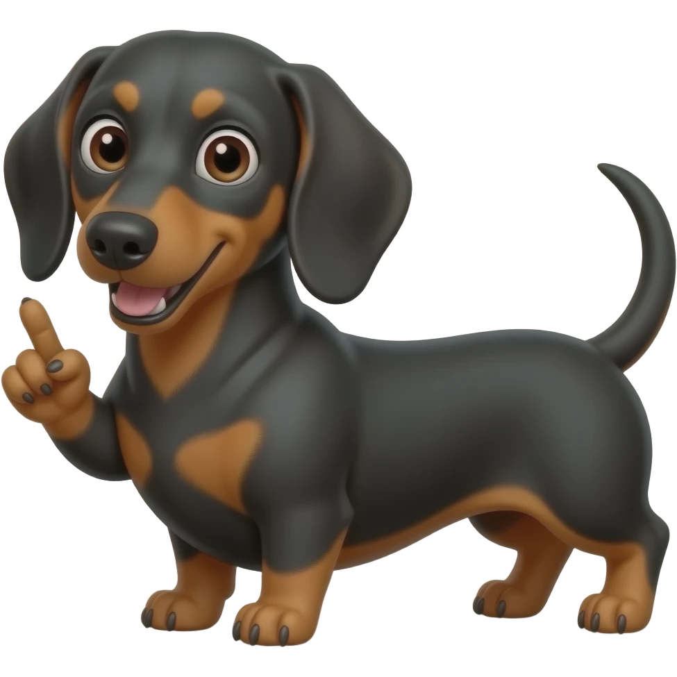 daschund flipping middle finger emoji