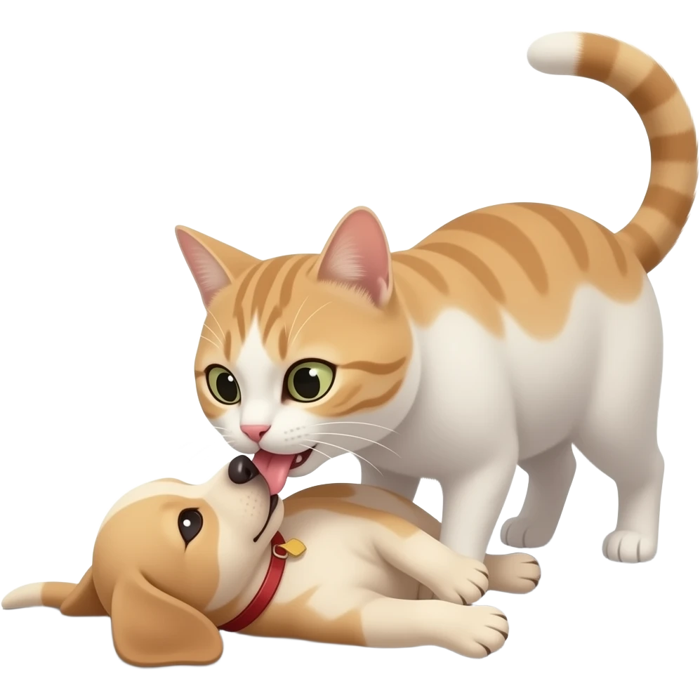 A cat eats a dead puppy emoji