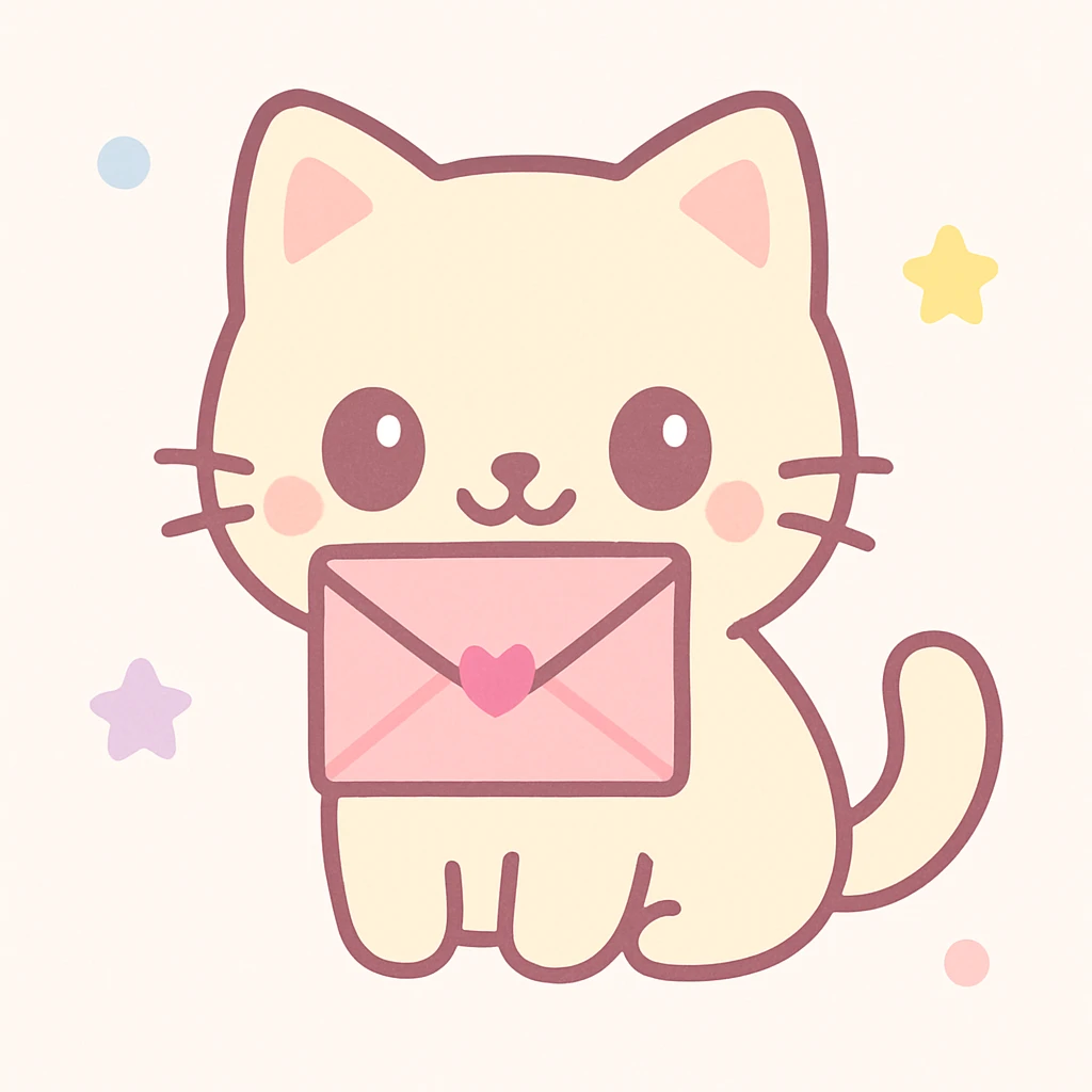 cute illustration of a cat holding a letter in its mouth emoji