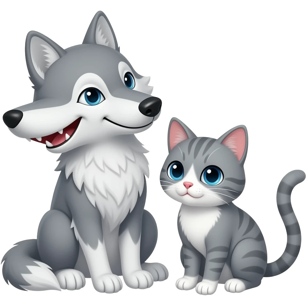 Wolf and Cat kinky emoji