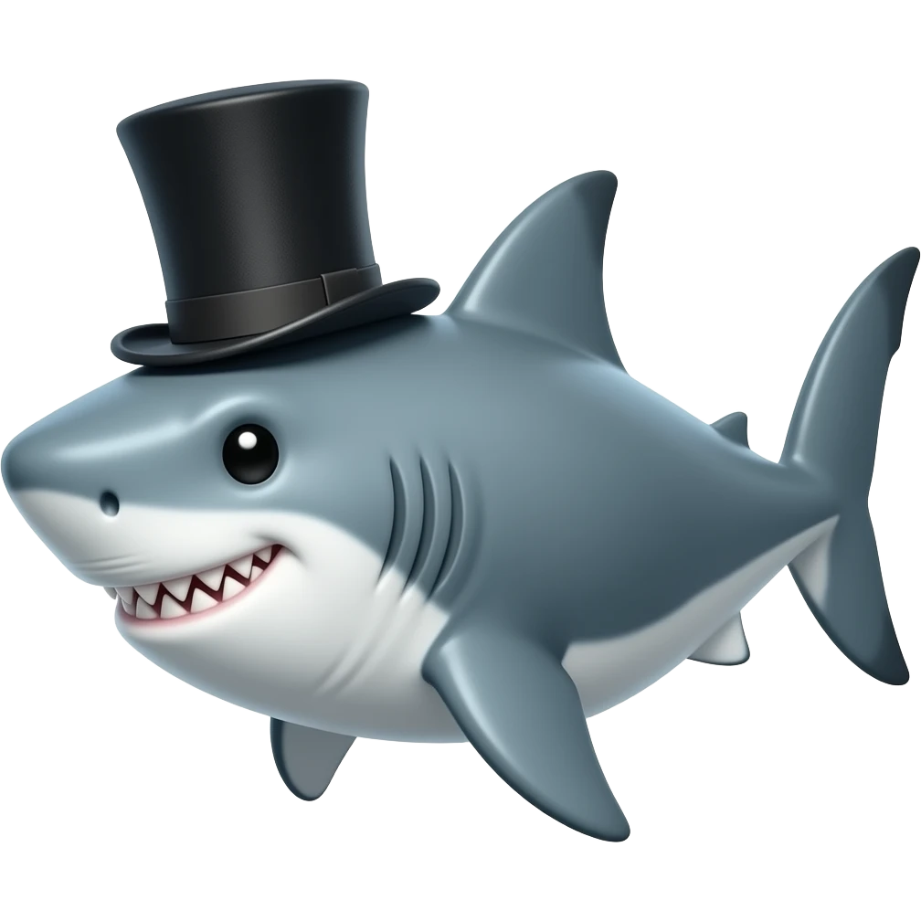 Shark with a top hat emoji