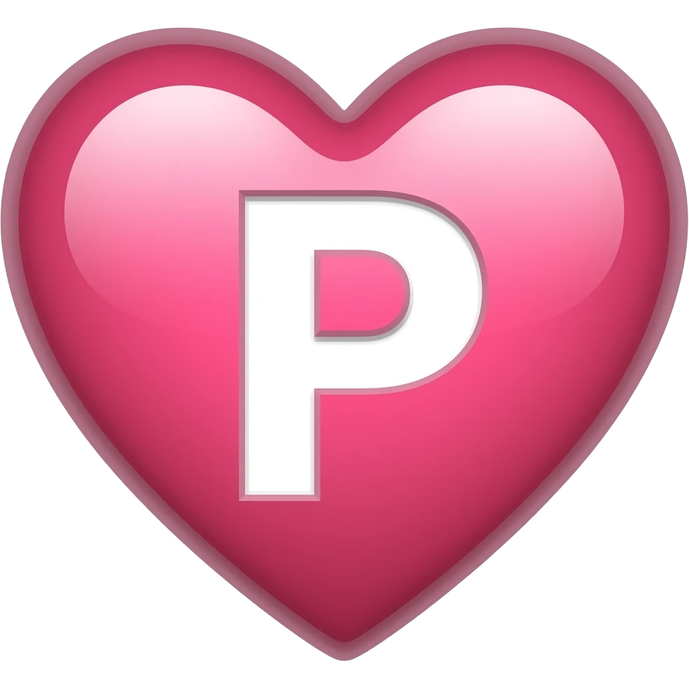 P inside letter heart 💌 emoji emoji