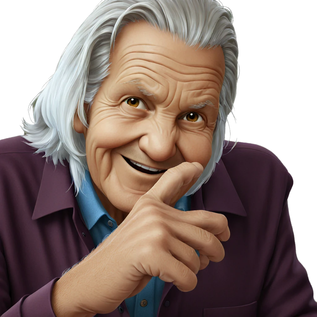 smiling old man in focus emoji
