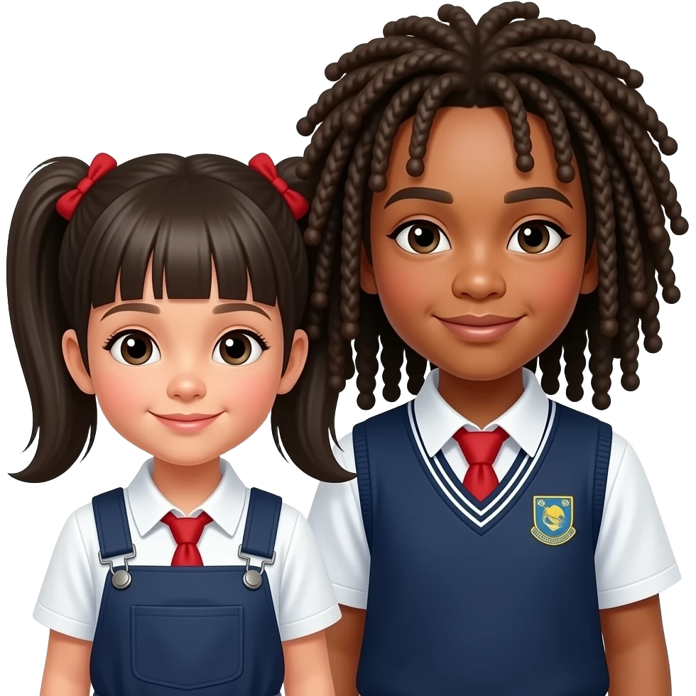 Rasta baby girl with her little sis school emoji