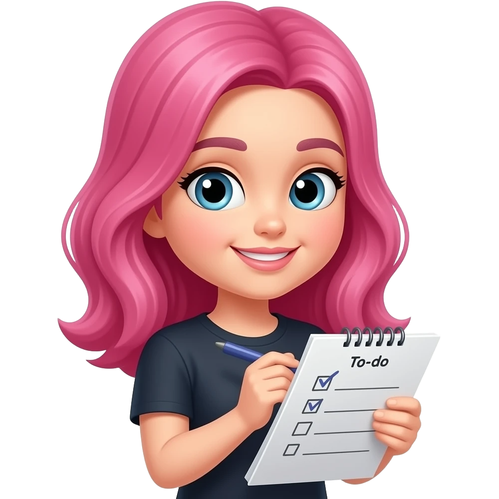 girl with pink hair added this message to her todo list emoji