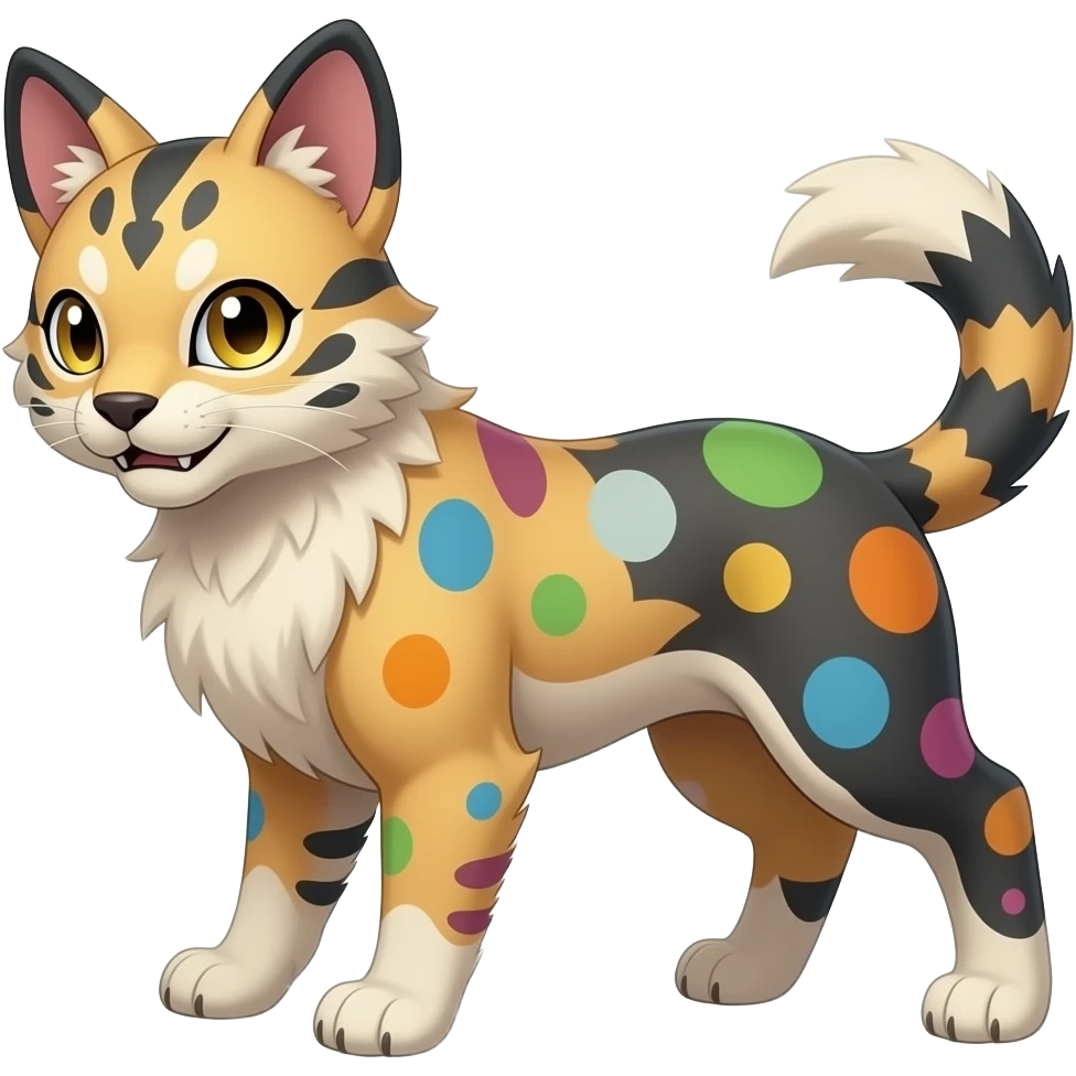 Digitigrade quadrupedal Randomly marked randomly colored Absol-Furret-Purrloin-Noibat-Liepard-Skitty-hybrid emoji