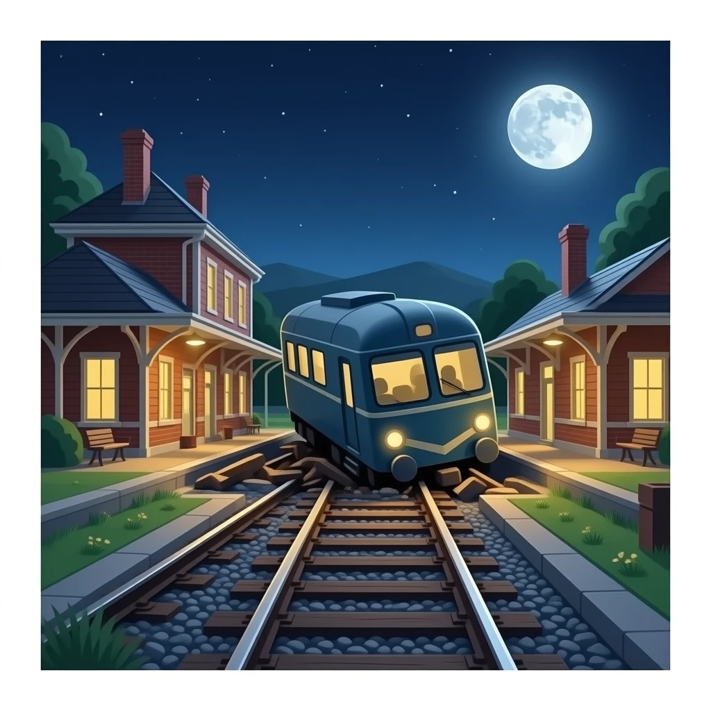 A train derailment year: 1946 location: train station emoji