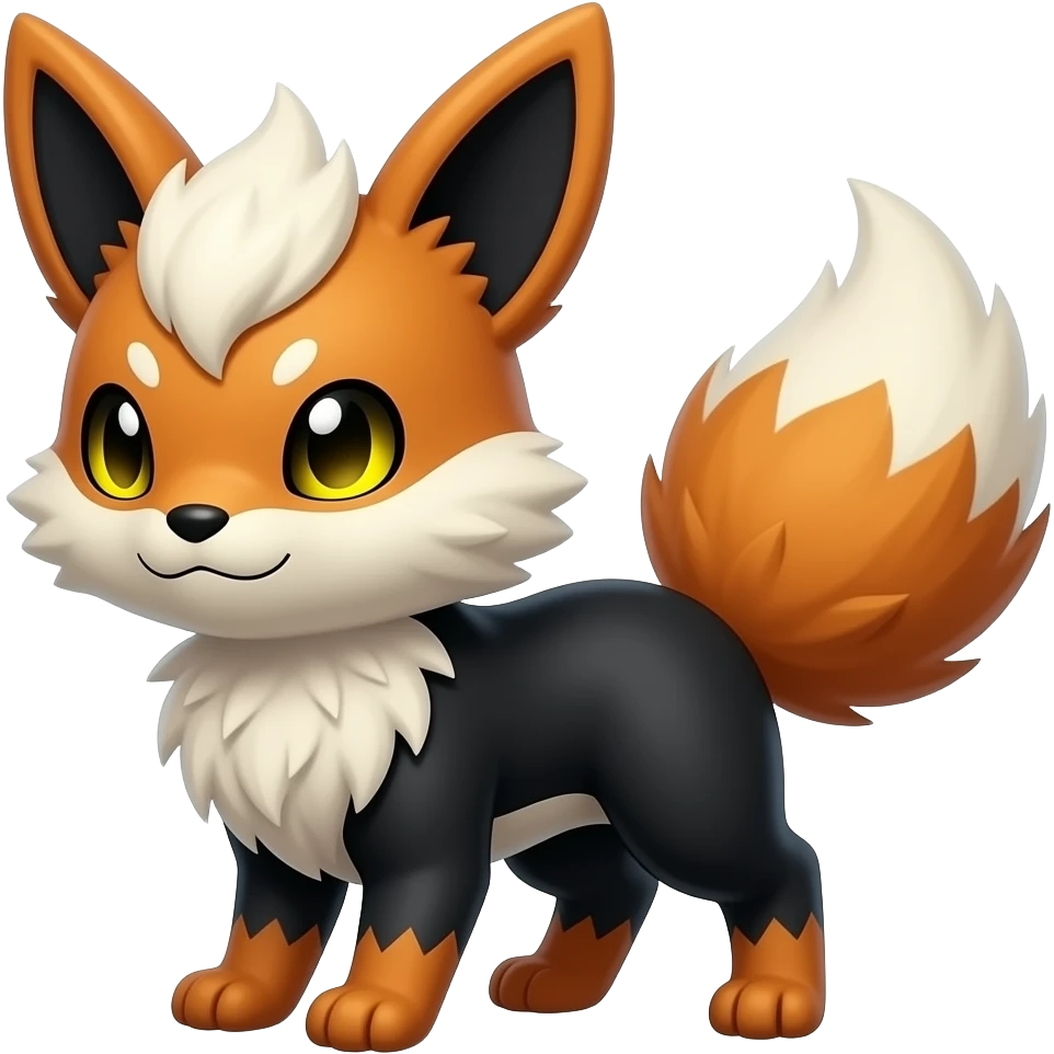 Realistic fuzzy cute Litten-Absol-Luxray-Furret-Fakémon-hybrid-creature, full body emoji